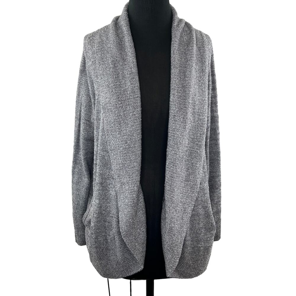 Barefoot Dreams CozyChic Lite Gray Open Front Shawl Collar Circle Cardigan Sz XL